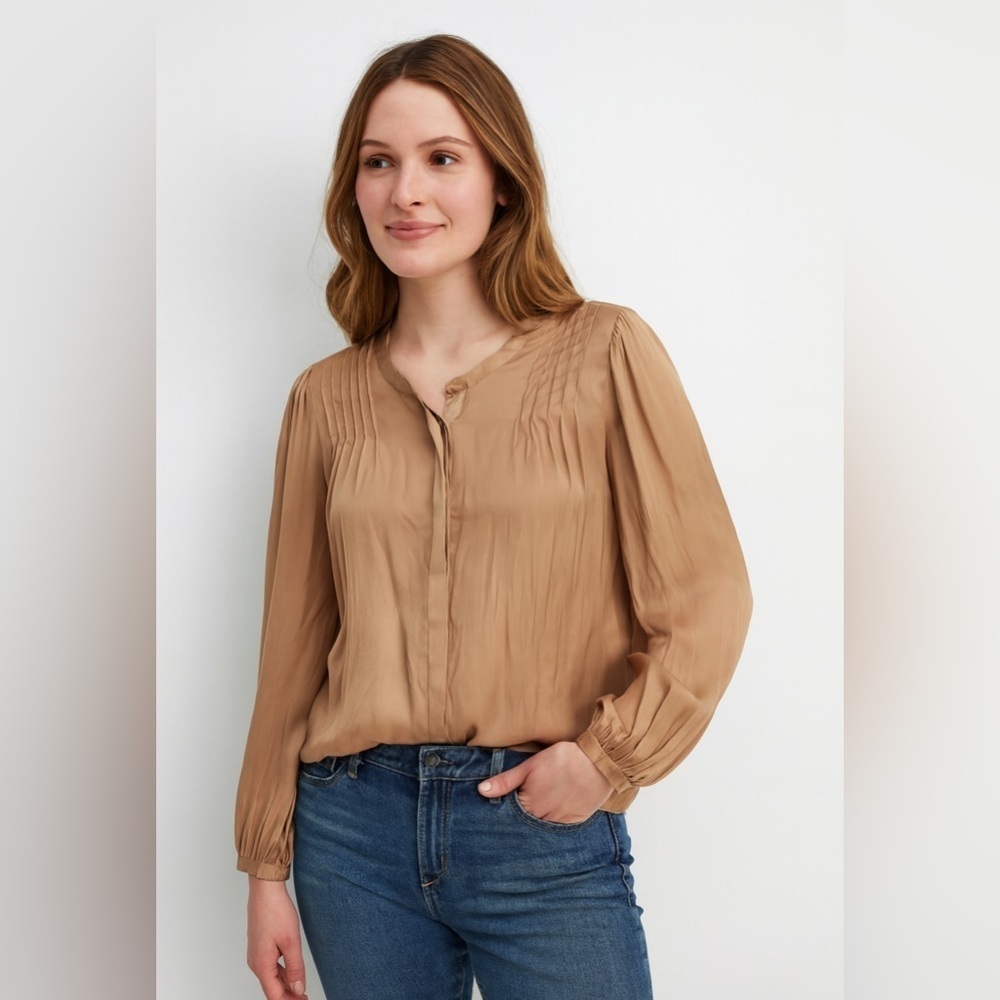 J. Crew Gold Silk Like Layering Blouse